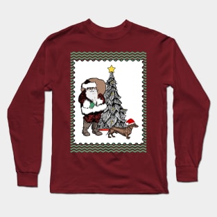 Santa and His Dachshund Long Sleeve T-Shirt